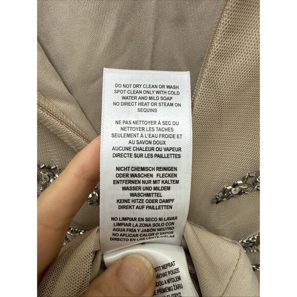 Papell Studio Size 6 Beige Formal Sequin Beaded Formal Dress Cocktail Gown NWT - Picture 16 of 16